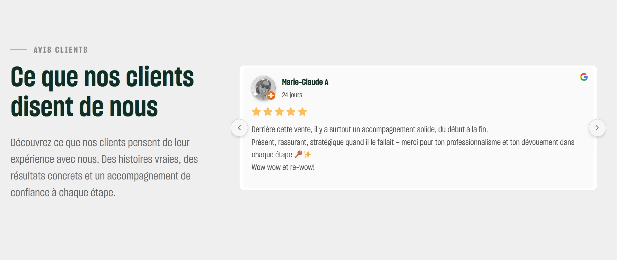 Avis Google intégrés