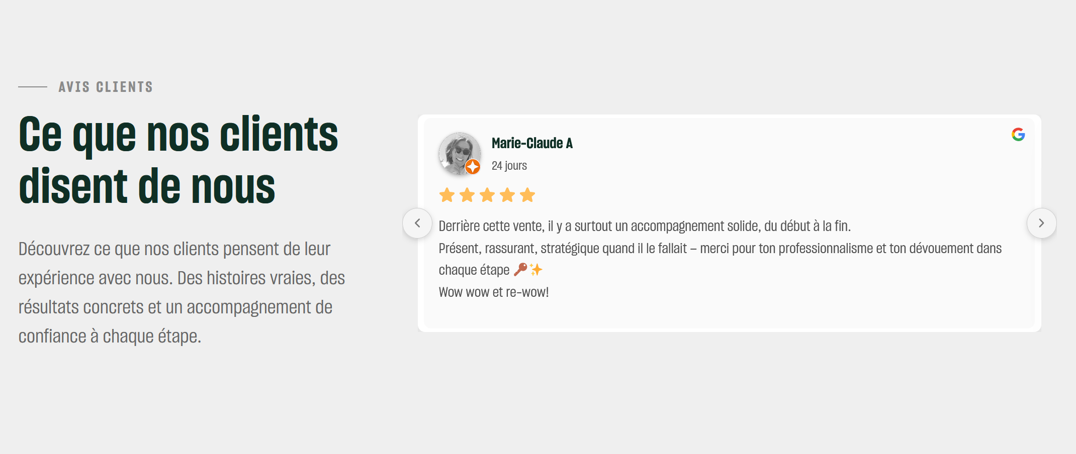 Avis Google intégrés