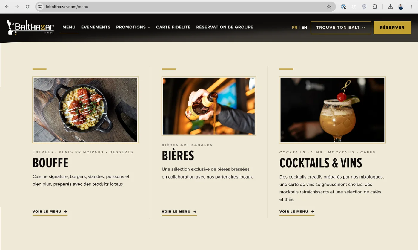 Three menus, one experience