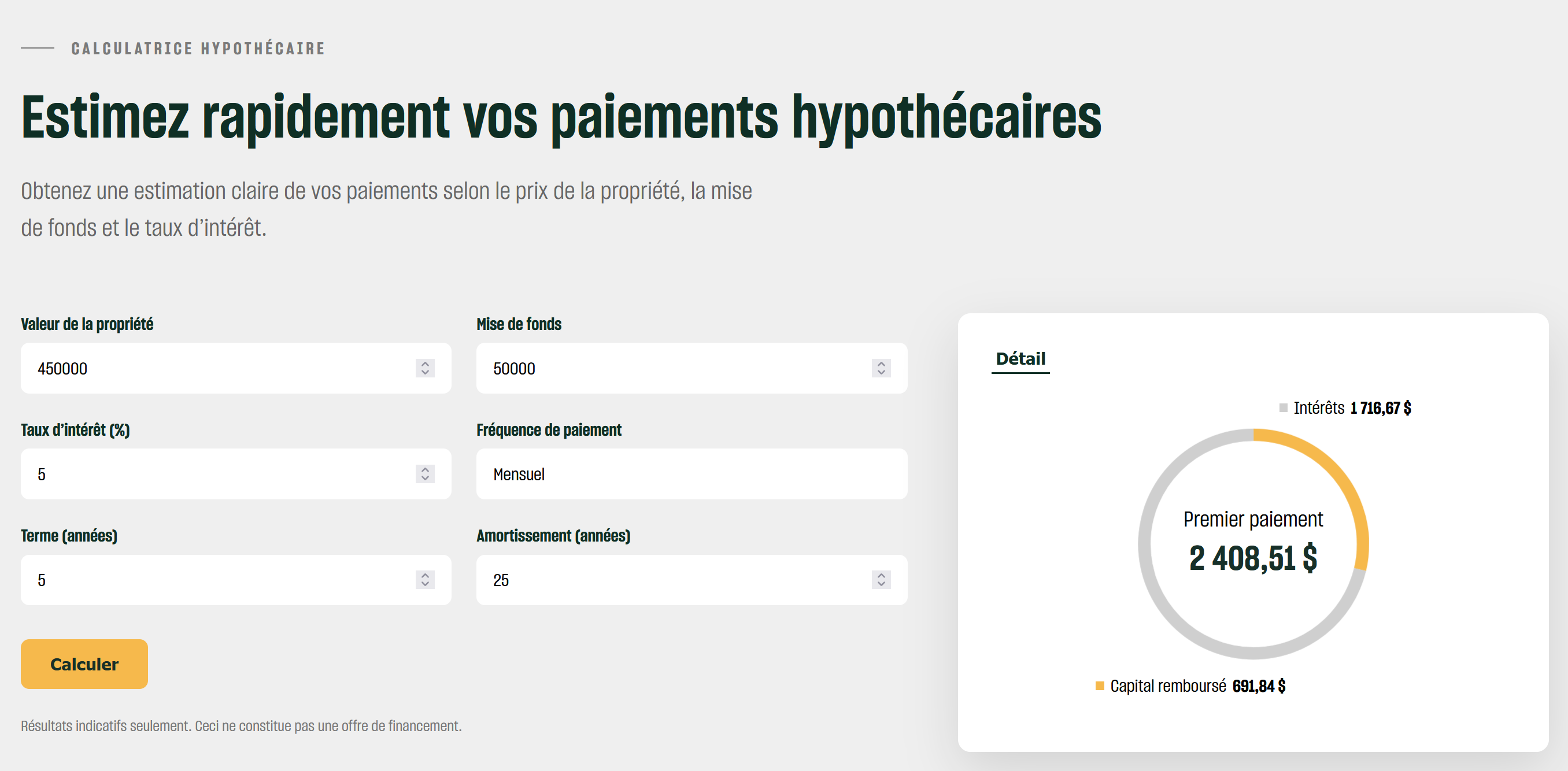 Calculateur hypothécaire
